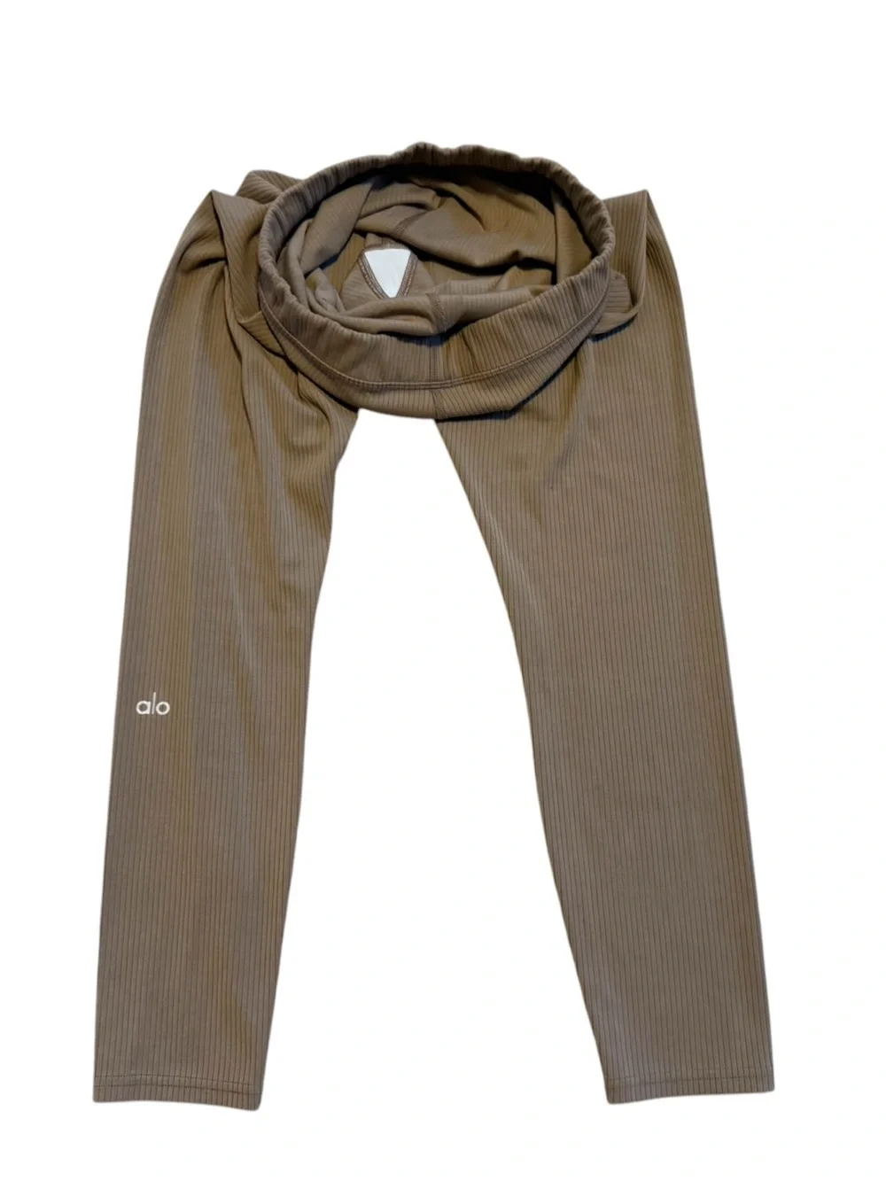 ALO Ribbed High Waist 7/8 Blissful Legging in Color Gravel Size Small